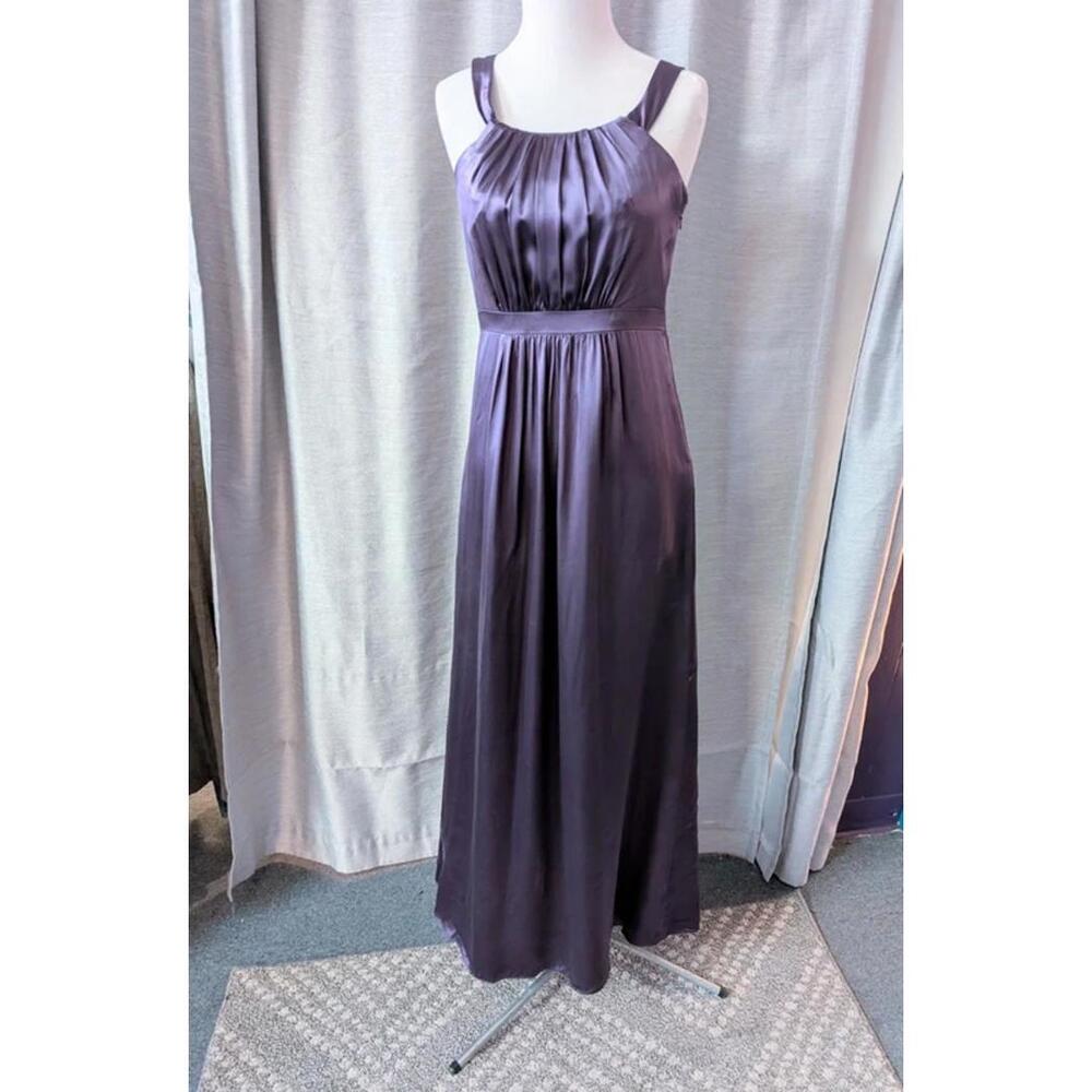 Purple 100% Silk Long Evening Formal Gown 4